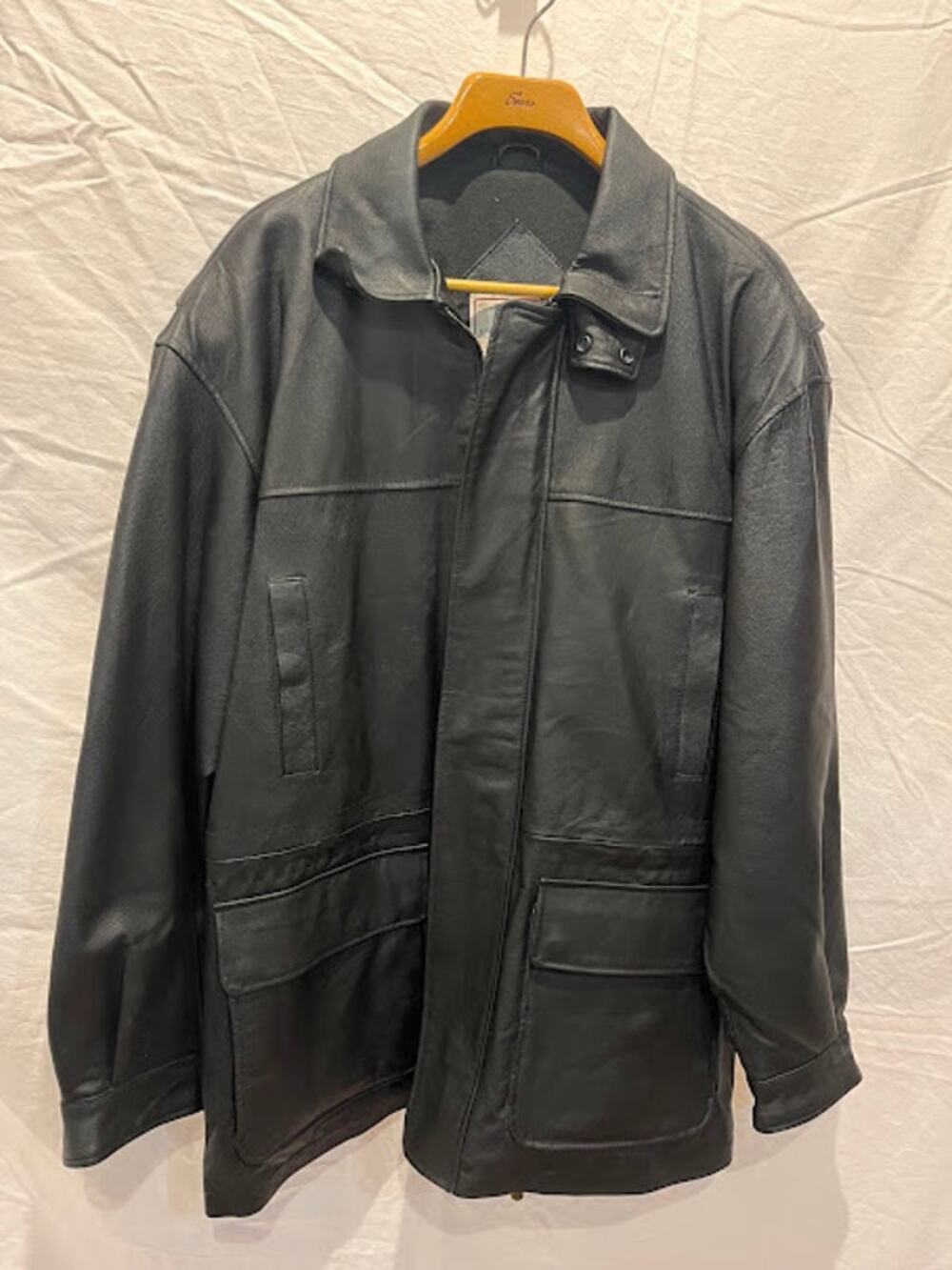 VTG John Ashford Leather Black Coat Mens Size M 90s